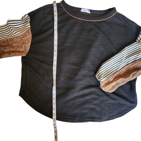 THML Multi Texture Knit Sweater, loose fit 3/4, chenille sleeves sz M - Picture 8 of 10